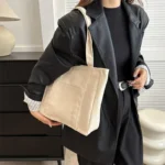 Large-capacity Hand-held Canvas Bag, Portable New Hand-held Tote Bag, Student Art Single-shoulder Bag, Blank Canvas Bag - Image 6