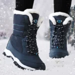 Women's Boots Women Heels Boots For Winter Shoes Woman Keep Warm Fur Botas Mujer 2025 Snow Boots Platform Shoes White Black Boot