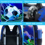 3PCS Rolling Backpack for Girls and Boys, Kids Roller Wheels Bookbag, Wheeled Elementary School Bag with Lunch Bag - Image 5