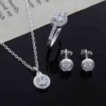 100% Pure 925 Sterling Silver Bridal Jewelry Sets Cubic Zircon Necklace Earrings Ring Gift for Women Birthday Valentines Xmas - Image 3