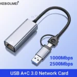 USB Ethernet Adapter 2500Mbps 1000Mbps USB3.0 Network Card 2.5G Ethernet Gigabit Adapter Lan Hub for MacBook Win 7/8/10/11