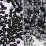 QIIY SS3-SS50 Hotfix Glass Flatback Rhinestone Black Glitter Stones Rhinestones for DIY Craft Sewing Wedding Accessories