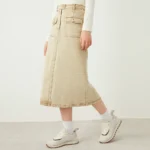 K2261W Luxury women's high quality Pure Cotton long skirts for lady denim Jeans skirts - Image 2