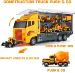 10 In 1 Construction Toys Truck Storage Die-cast Vehicle Transporter Car Set Excavator Dump Truck Digger Backhoe for Kids Gift - Image 4
