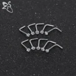 ZS 8-14pcs/lot Stainless Steel Nose Stud Set 2MM Colorful CZ Crystal Nose Piercings Screw L Shape Nostril Piercings Jewelry 20g - Image 5