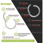 1/10Pc Stainless Steel Nose Ring CZ 16G Hinged Septum Clicker Segment Ear Tragus Cartilage Daith Lip Nose Body Piercing Jewelry - Image 2
