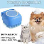 Silicone Soft Rubber Pet Massage Shower Brush with Builtin Shampoo Storage Self Cleaning Detangling for Dogs Cats Grooming Brush - Image 4