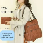 2025 New Women's PU Leather Waterproof Anti-theft Fashion Large Capacity Business Travel College Laptop Backpack Shoulder Bag - Image 3