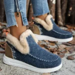 Boots Combat Winter Shoes For Woman Winter Boots Fur Ankle Botas Mujer Slip On Casual Botines 2025 New Women's Snow Boots Black - Image 5