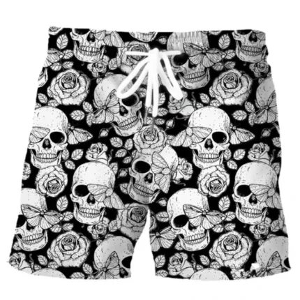 Hawaiian Men's Swim Trunks Skull Beach Shorts Quick Dry Outdoor Leisure Sports Surfing Shorts Breathable Fashion Men's Shorts