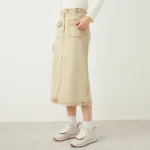 K2261W Luxury women's high quality Pure Cotton long skirts for lady denim Jeans skirts - Image 3