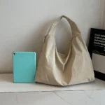 Chic Solid Color Nylon Tote Bag with Multiple Zipper Pockets, Large Capacity Casual Shoulder Bags for College, Work, Everyday Us - Image 3