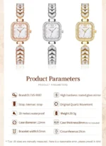 OLEVS 9987 Women's Watch Square Dial Waterproof Quartz Watch For Women Luxury Original Elegant Ladies Wristwatch Steel Strap - Image 6