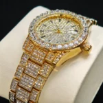 2025 Hot Fashion Gold Watches Women Luxury Stainless Steel Elegant Iced Diamond Jewelry Quartz Wristwatch Ladies Dropshipping - Image 5