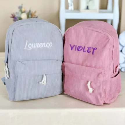Custom Name Kids Backpack Embroidered Corduroy Toddler SchoolBag Personalized Children's Backpack for Girls Boys Back to School