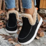 Boots Combat Winter Shoes For Woman Winter Boots Fur Ankle Botas Mujer Slip On Casual Botines 2025 New Women's Snow Boots Black - Image 4