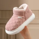 Winter Thick Soled Anti Slip Warm Cotton Shoes with Fleece Bag and Cotton Slippers for External Wear - Image 3