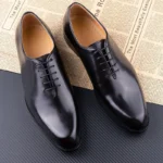 New Men's Leather Shoes Handmade High Quality Casual Oxford Business Work Shoes Black Coffee Lace-up Comfortable Man Shoe - Image 2