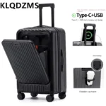 KLQDZMS Laptop Suitcase Front Opening Boarding Case Multifunctional Trolley Case USB Charging 20"24"26 Inch Cabin Luggage - Image 2