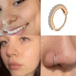 Cubic Zircon Fake Nose Ring for Women Stainless Steel Round Cartilage Tragus Helix Ear Nose Piercing Falso Nariz Body Jewelry