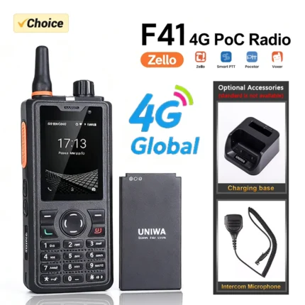 UNIWA F41 4G Rugged Phone Touch Screen POC Walkie Talkie Zello Android 8.1 1GB+8GB 4600mAh 3W Speaker SOS NFC Unlimited Range