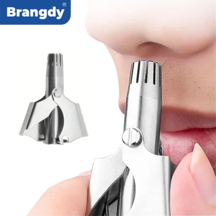 Brangdy Nose Hair Trimmer for Men Stainless Steel Manual Mechanical Shaving Razor Washable Hair Removal Tools with Brush