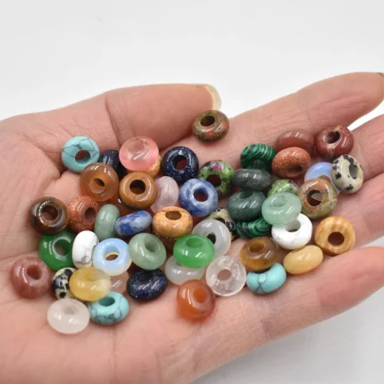 2021 Fashion high quality natural stone mixed round charms big hole beads 10mmx5mm for jewelry making 50pcs/lot wholesale free