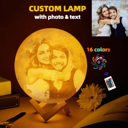 3D Printing Moon Lamp Personalized Photo Text Customized USB Night Light Birthday Mother Day Valentine's Christmas Lunar Gift