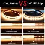 UL Listed COB LED Strip Light 320 480 LEDs/m 16.4ft High Density Flexible Tape Ribbon 3000-6500K RA90 Led Lights DC12V 24V - Image 2