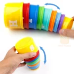 9PCS Educational Baby Toys 6 Month+ Figures Letters Foldind Stack Cup Tower Children Early Intelligence - Image 2