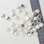 RESEN 6mm 8mm,10mm,12mm Sew On Pearls For Dresses With Claw Gold/Sliver Claw Rhinestones Round Pearl Button Sew On Stones - Image 4