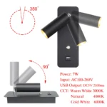 Indoor Led wall lamps 7W with USB Charge Wall Lamp Bedroom Living room Nordic Modern Wall Light Aisle with switch Wall sconce - Image 5