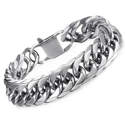 HNSP Stainless Steel LA Cuban Link Chain Bracelet For Men Punk Hip Hop Silver Color Hand Chain 8/10/12/14MM Thick