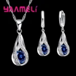 925 Sterling Silver Crystal Necklace Earrings Wedding Accessory Fashion Cubic Zircon Bridal Jewelry Sets For Women Gifts - Image 5