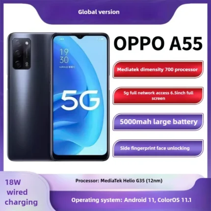 OPPO A55 4GB/6GB RAM 64GB/128GB ROM 50MP AI Camera 5000mAh Long Battery Life 4G LTE Dual SIM Phone Smartphone Mobile Phones