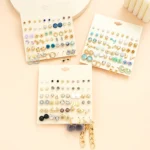 30 Pairs Flowers Small Stud Earrings Sets For Women Girl Geometric Purple Heart Bow knot Ear Jewelry Fashion 2024 New Daily Wear - Image 2