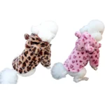 Winter Pet Dog Clothes Warm Fleece Dog Hoodie Leopard Dog Coat Jacket French Bulldog Clothing for Small Dogs Pets Costumes - Image 2