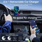 4 in 1 120W Car Charger Retractable Car Cigarette Lighter Adapter USB Type C Fast Charger Cable For IPhone Xiaomi Huawei Samsung - Image 2