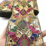 1 Yards Sequin Lace Trim Lace Fabric DIY Embroidery Ribbons for Garments Headdress Wedding Decor Sewing Handmade Supplies