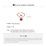 2 Pcs Rhinestone Heart Pendant Necklace Set Exaggerated Geometric Earring Light Luxury Temperament Fashion Women's Jewelry Sets - Image 2