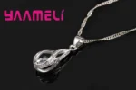 Hot Water Drop CZ 925 Sterling Silver Jewelry Set For Women Pendant Necklace Hoop Earrings Wedding Party Ceremoey Anel - Image 3