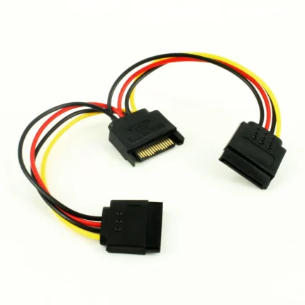 SATA 1 Male to 2 Daul Female SATA Splitter Cable Hard HDD 15PIN 1 to 2 Power Adapter Cord for Computer Y Shape PC Cable