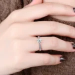 NeeTim Real 3 Carat Moissanite Wedding Ring for Women 925 Sterling Silver Round Brilliant Lab Diamond Engagement Rings Gift - Image 3