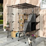 Large Cat Cage Indoor with Storage Cube Catio Outdoor Cat Enclosure Indoor Metal Wire Kennels Detachable Cat Crate Playpen 3x3x4 - Image 6
