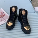 Zip decoration casual sneaker designer shoes for man luxury brand trainers running shoes high top sports casual ankle boots men