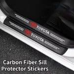 For Toyota Corolla Prius Yaris Rav4 CHR Aygo Hilux Raize Camry Car Stickers Anti Scratch Door Sill Strip Carbon Fiber Threshold