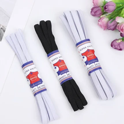 7MM Flat Elastic Band Latex Silk Black and White Household Rubber Band Underwear Pajamas Garment Sewing Accessories 7 Meters