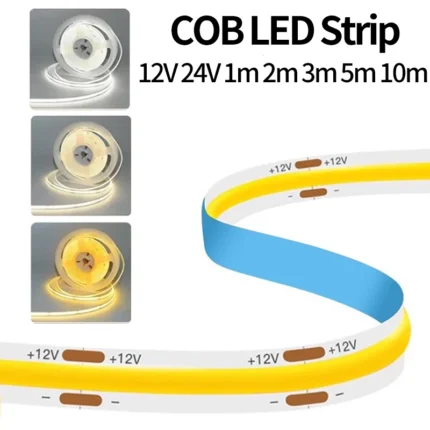 12V 24V COB LED Strip Light 320LEDs/m 10M 5M 3M 2M 1M Flexible LED Tape Lights for DIY Cabinet Bedroom Home Decor