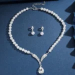 3PC Women's Fashion Trend Pearl Droplet Necklace Earrings Jewelry Set Wedding Banquet Party Festival Gift - Image 6