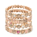 BEUTIFOR Hot Sale Happy Face Women Tile Bracelet Gold Color Dice Beads Crystal Happy Bangle Fashion Jewelry Accessories 2025
